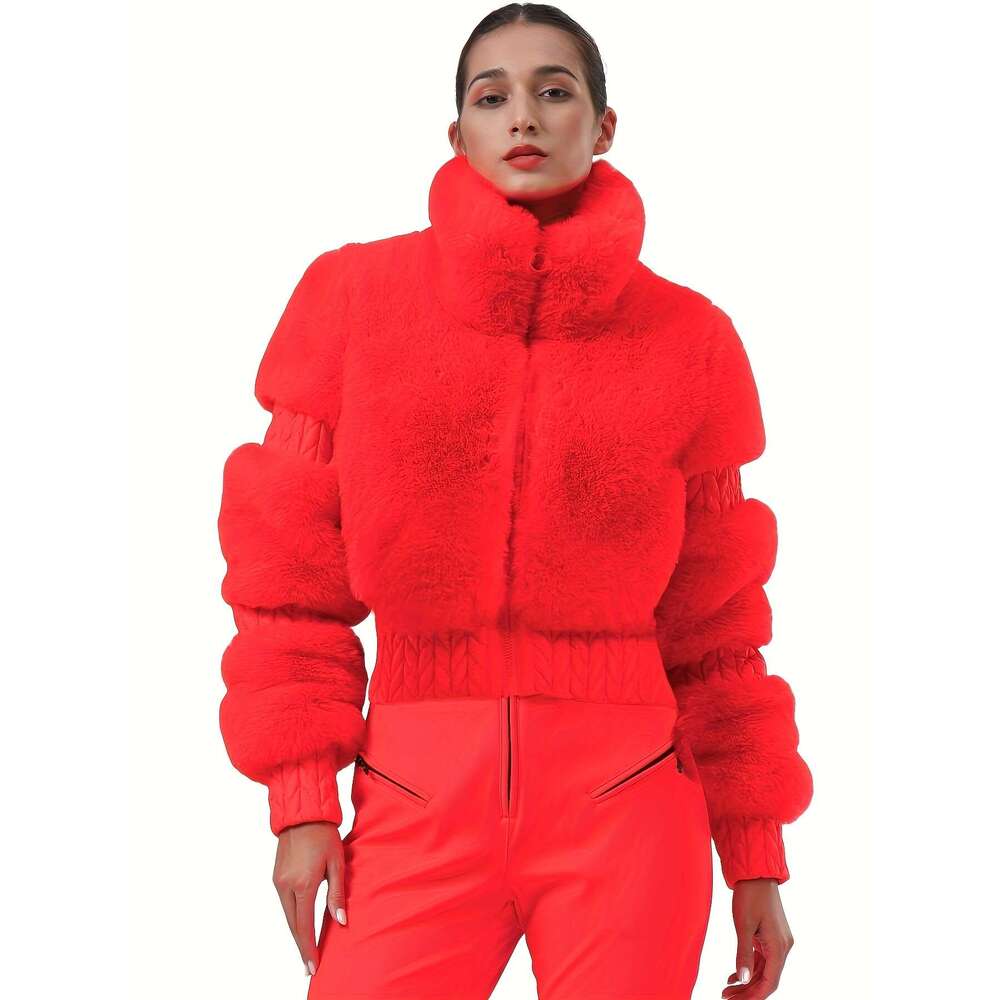 GSOU SNOW Women Ski Faux Fur Snowboard Coat Snow Jacket Winter Outdoor Warm