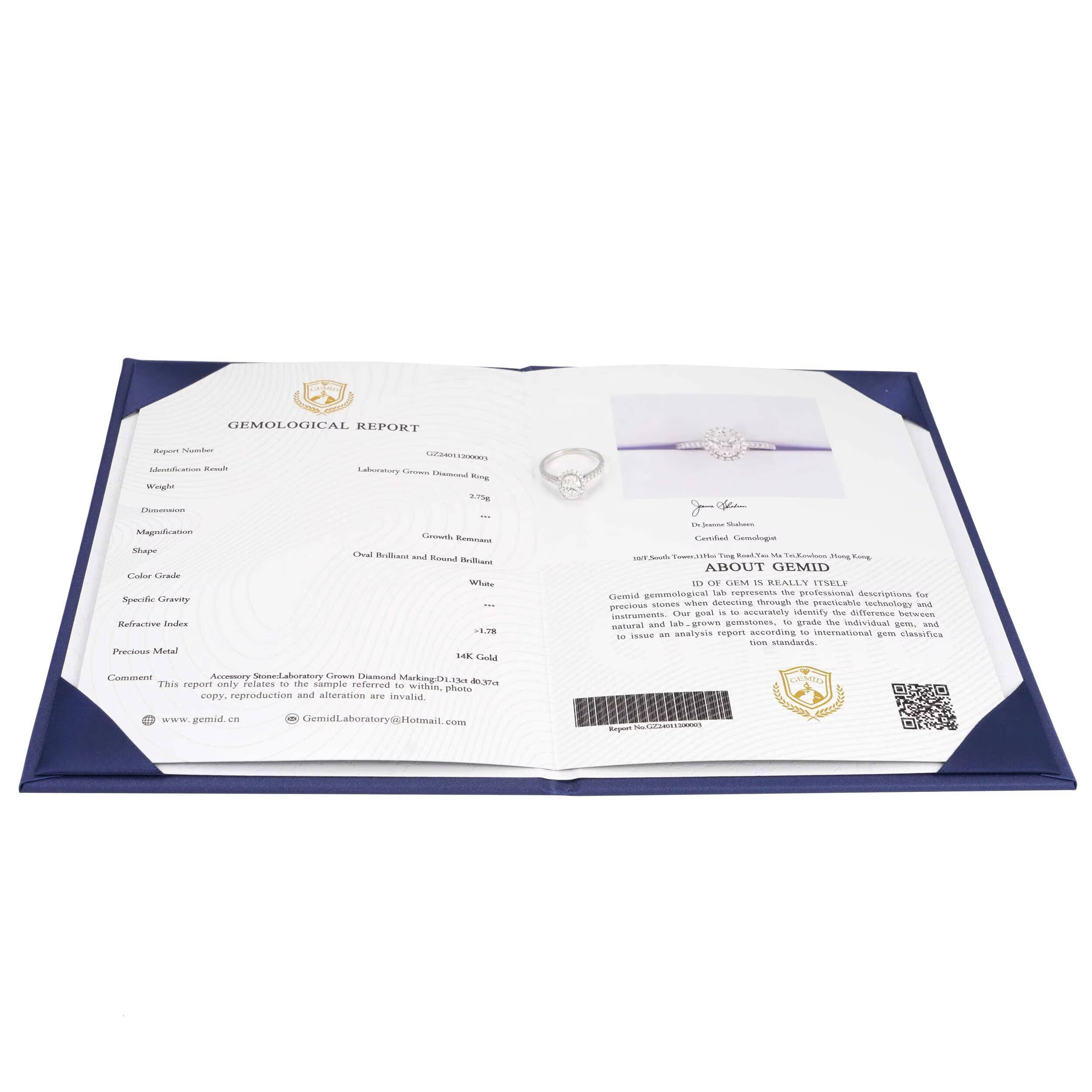 Fine Jewelry Micro Pave 14k Solid Gold Lab Grown Diamond CVD Ring Oval Shape Halo VVS2 Engagement Rings