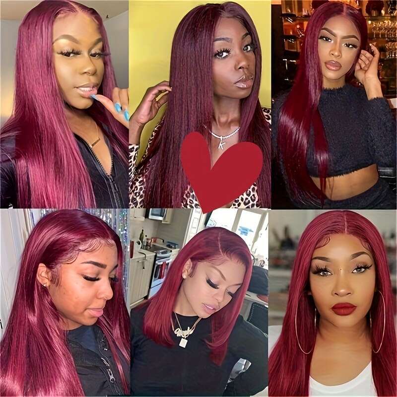 TEWIG 99J Bury Straiht Remy Human - 13X4 HD Lace Front, Pre-Plucked With Baby Hair, 200% Density For Women, Daily Use & Parties, All Ethnicities, Shor