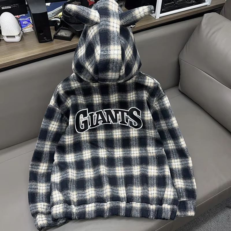 Plaid Zipper Hoodie Men Women Vintage Casual Loose Hooded Pullovers Winter Autumn Clothes Tops