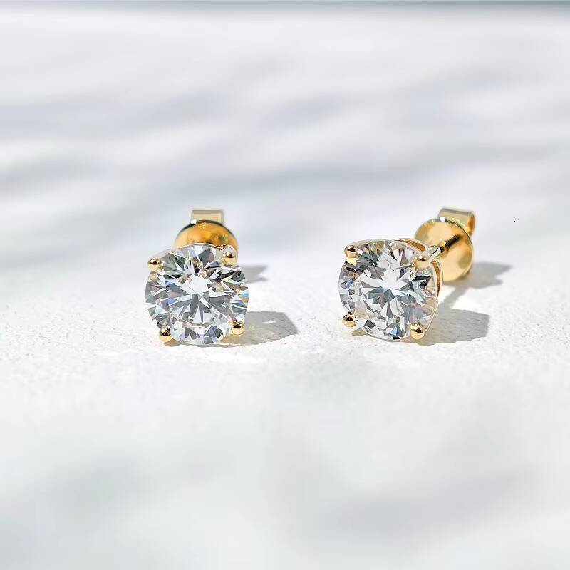 Starsgem 3ct per pair Round Brilliant Cut Lab Grown Diamond 14K Gold 5171mm Diamond Stud Earrings IGI Jewelry