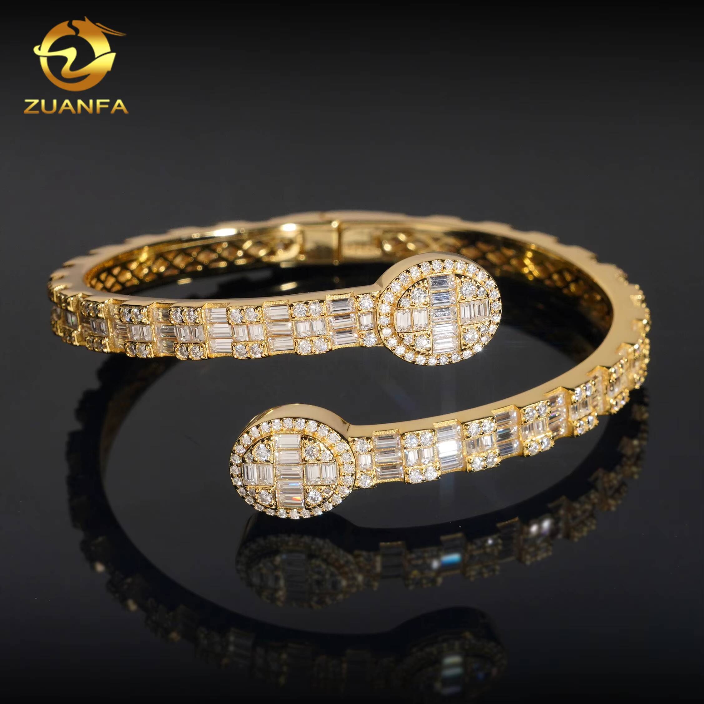 D Color VVS Miossanite Diamond 925 Silver Iced Out Hip Hop Jewelry Bracelet Bangle Men