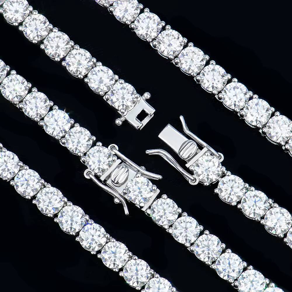 Gra Certified Jewelry 5mm 925 Silver Vvs Moissanite Diamond Cluster Tennis Chain Necklace for Men and Women Iced Out Link Chain