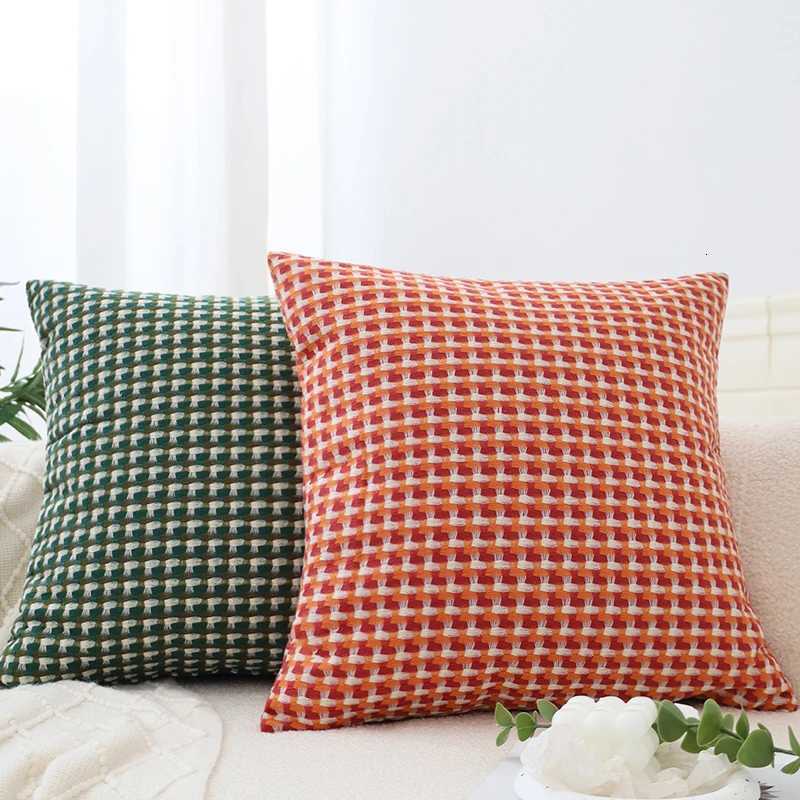 Pillow Case Simple YarnDyed Jacquard Case Light Luxury Cushion Cover 45x45cm For Nordic Style Hotel Decorative Sofa Cushions C251028