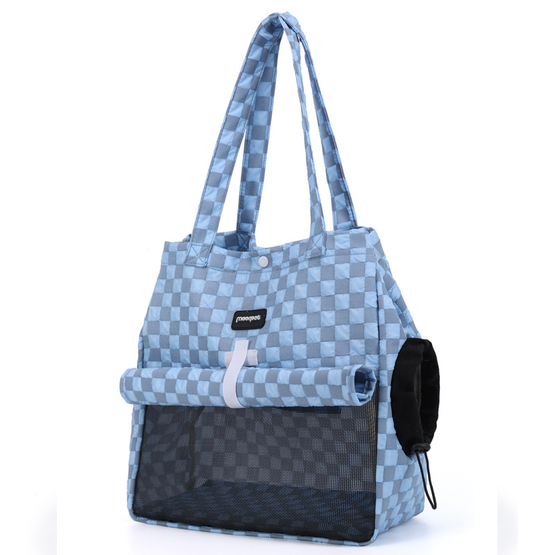 Designer Dog Carrier Bag, Adjustable Pet travel bag For Dogs And Cats - Durable, Breathable, Checkerboard pattern crossbody bag