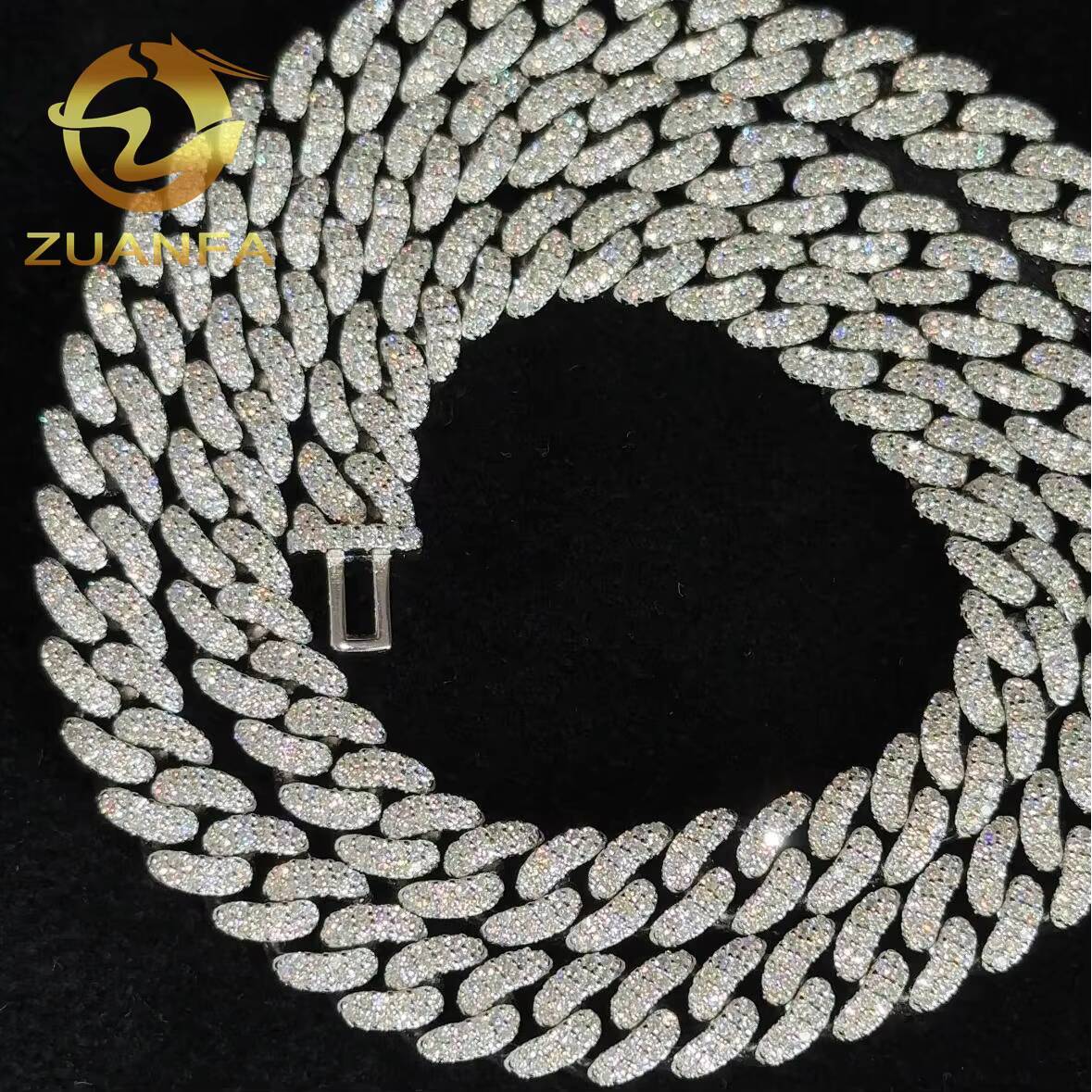 Pass Diamond Tester 8mm Moissanite Diamond Hip Hop Jewelry Cuban Link Moissanite 925 Silver Cuban Link Chain Iced Out