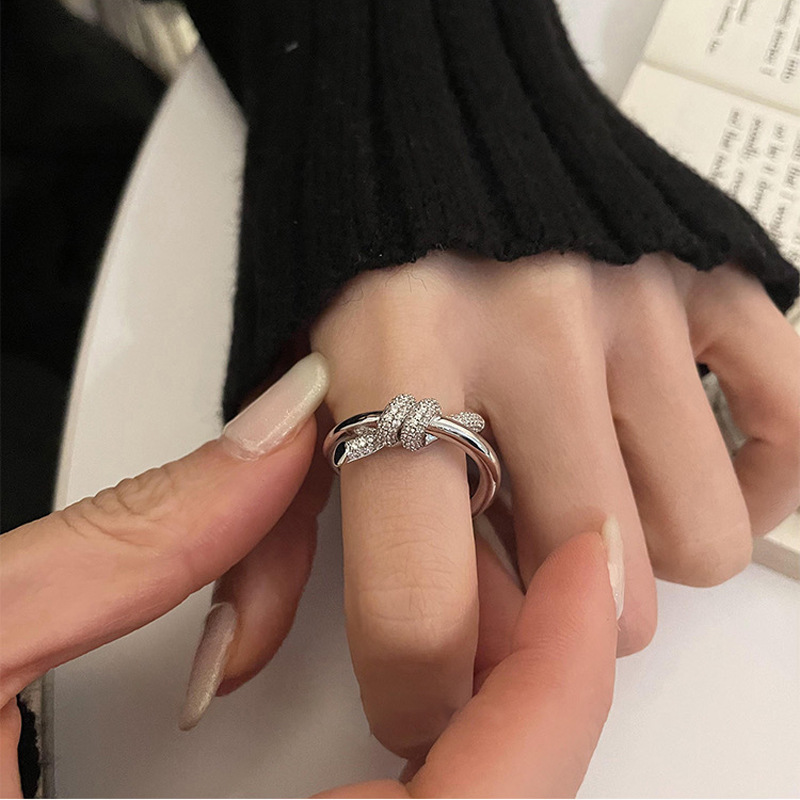 Designer Ring for Women Rope Cross Line Knotting Design Open Ring Vacuum Gold Plated Non Fading Jewelry Wholesales Drop Shipping - view 6