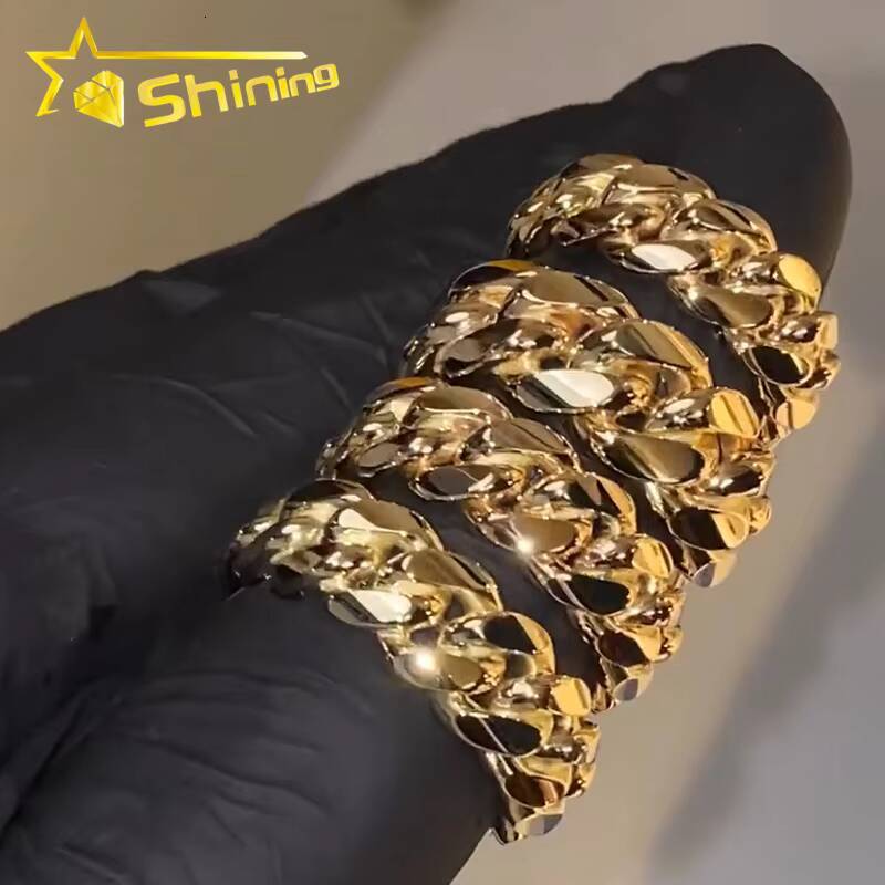 Custom 8mm 10mm 10K Real Gold Cuban Link Ring for Men