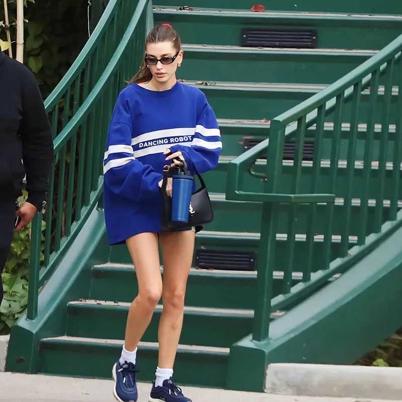 2024 AutumnWinter Womens New Long Sleeve Round Neck Printed Loose Personalized Trendy Street Photography Versatile Hoodie J251028