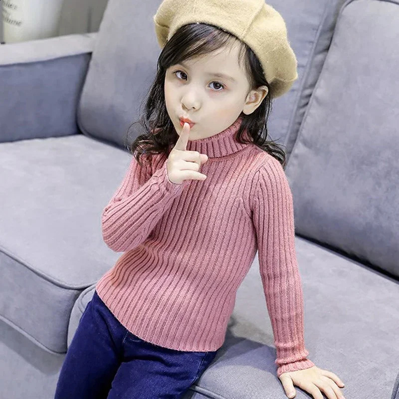 Fashion Baby Girls Winter Turtleneck Knitted Sweaters Clothes Autumn Children Boys Pullover Kids Knitwear Versatile 251027