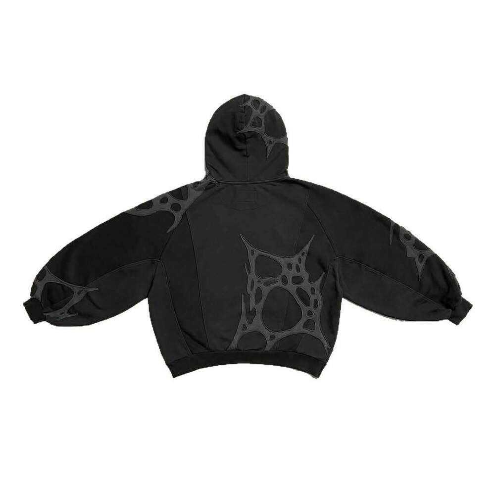 2025 New Men's Women's Street Hoodie with Rhinestones and Zipper, Printed Streetwear