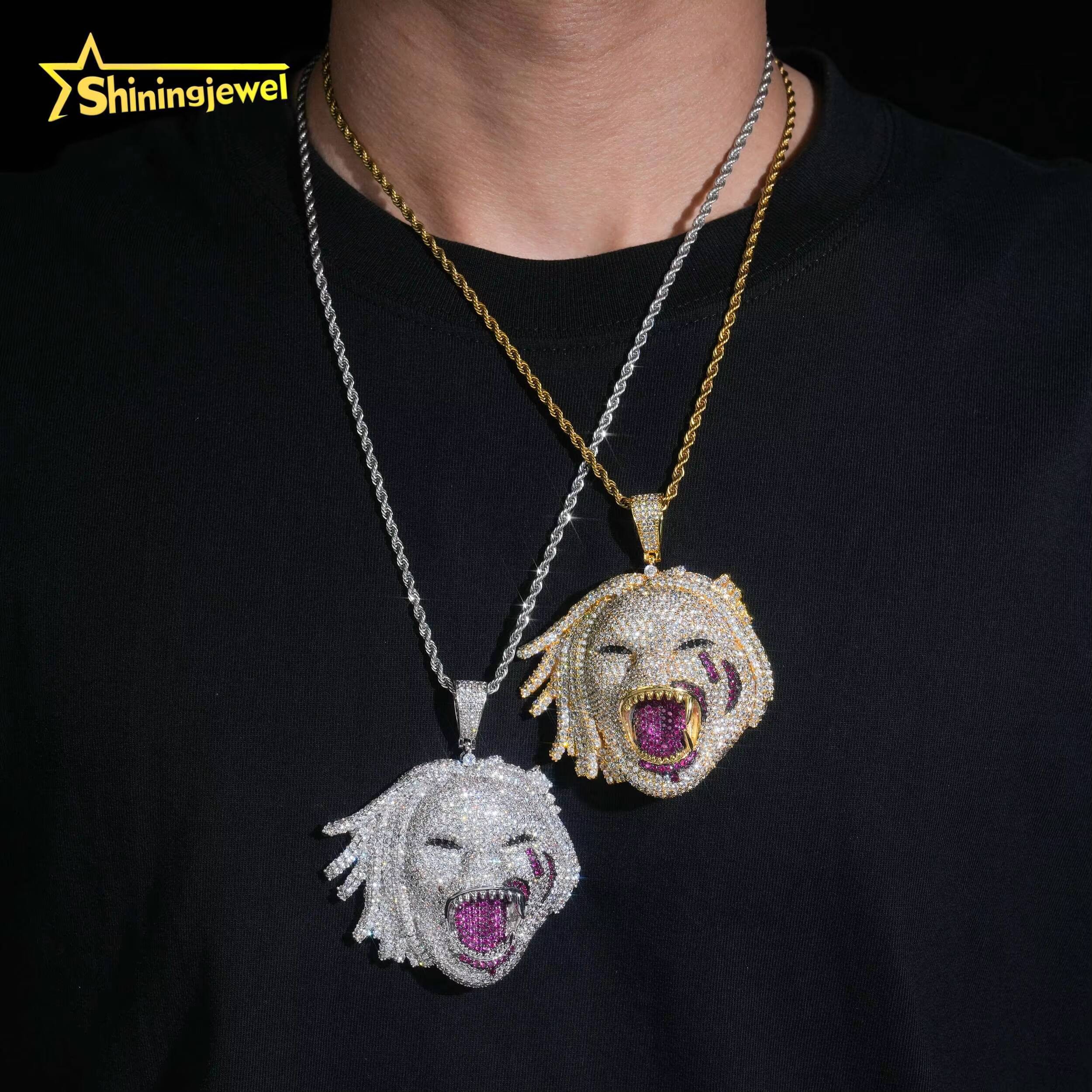 Rapper Jewelry Hip Hop Pendant Iced Out Brass Moissanite Diamond Clown Pendant Men Women Fashion Pendants Charms Daily Wear