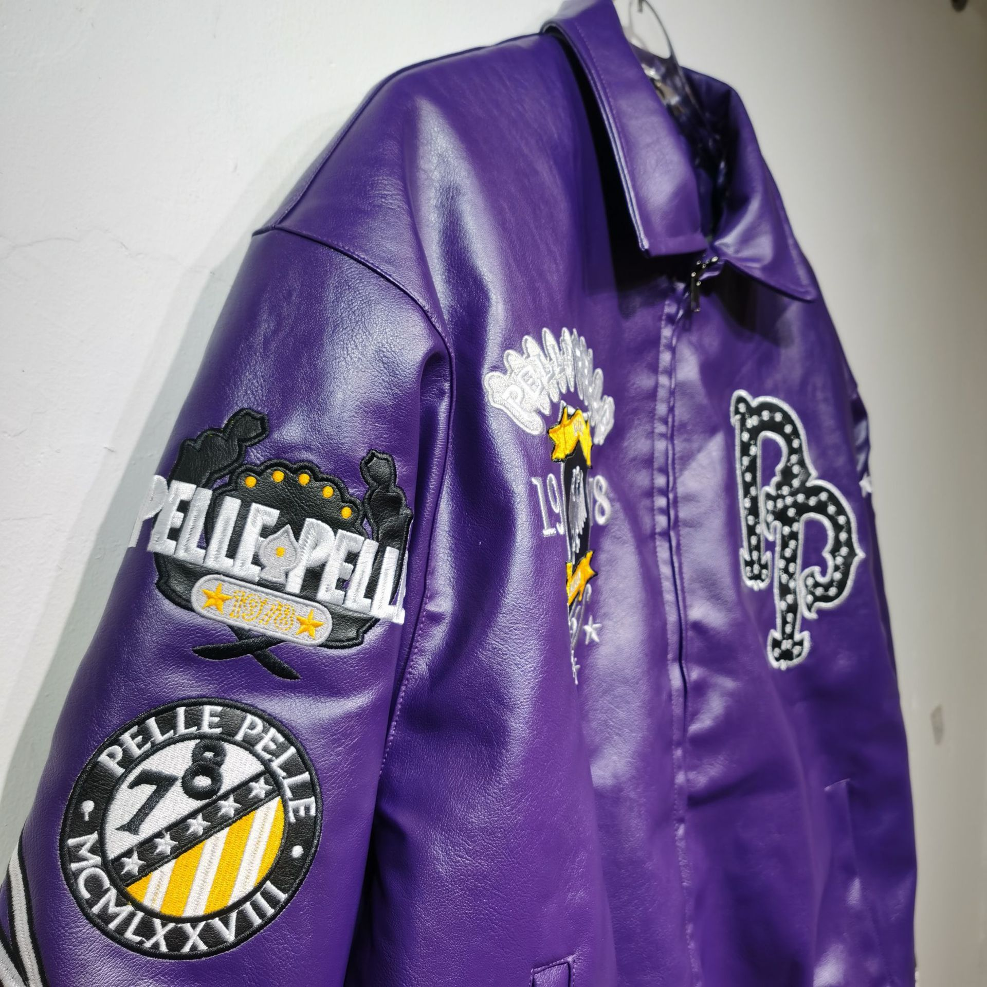 Men's Designer Jackets PP Leather Authentic High-quality Baseball Jacket Women's Genuine Embroidered Diamond Short Jacket Brand Down Jacket 