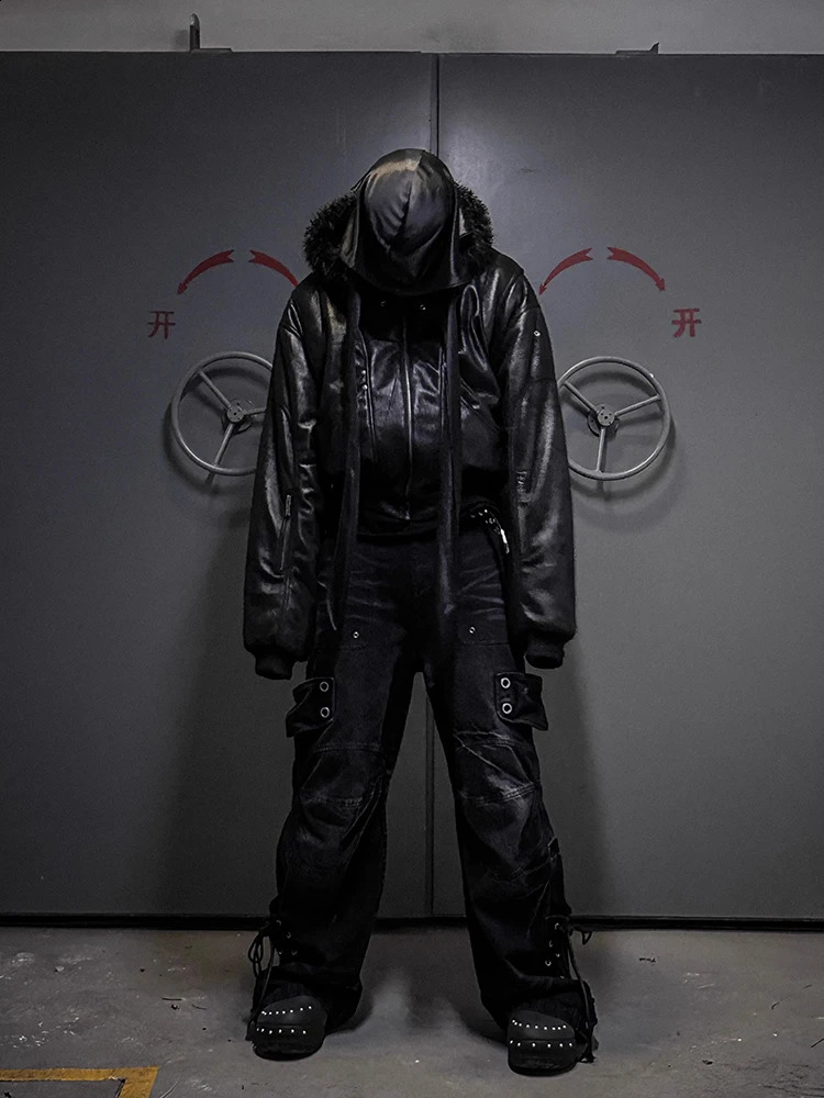 Mauroicardi Spring Autumn Cool Short Oversized Thick Warm Pu Leather Jacket Men with Faux Fur Trim Hood Luxury Designer Clothes 251027