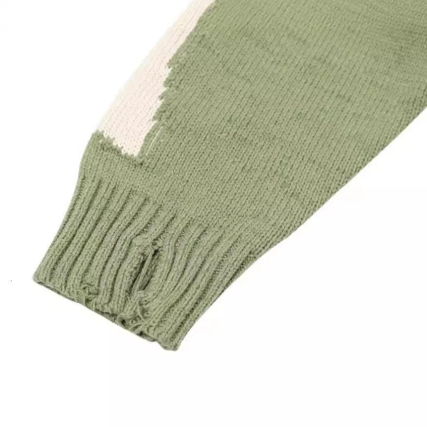 Hip Hop Jacquard Sweater Loose Skeleton Knit Long Sleeve Unisex Streetwear Gothic Punk Grunge Vintage Men Women Distressed 251023