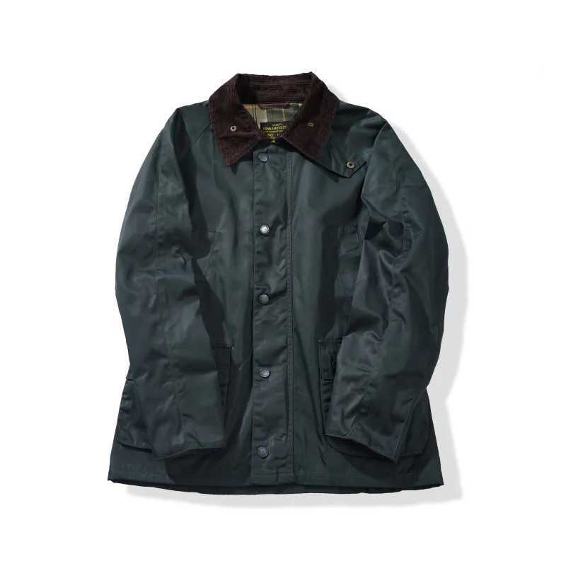 American Vintage Casual Amekaji Waxed Hunting Jacket MidLength Trench Coat with WaistTailored Fit OKONKWO X251028