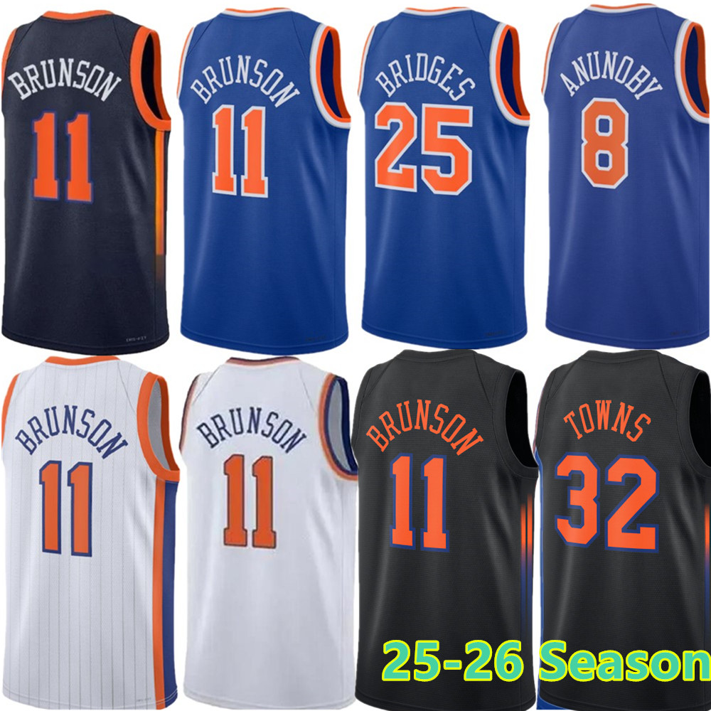 Custom Jalen Brunson Karl-Anthony Towns Basketball Jerseys Josh Hart Mikal Bridges OG Anunoby Quickley Mitchell Robinson Fournier