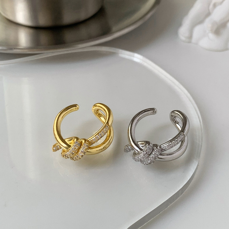 Designer Ring for Women Rope Cross Line Knotting Design Open Ring Vacuum Gold Plated Non Fading Jewelry Wholesales Drop Shipping