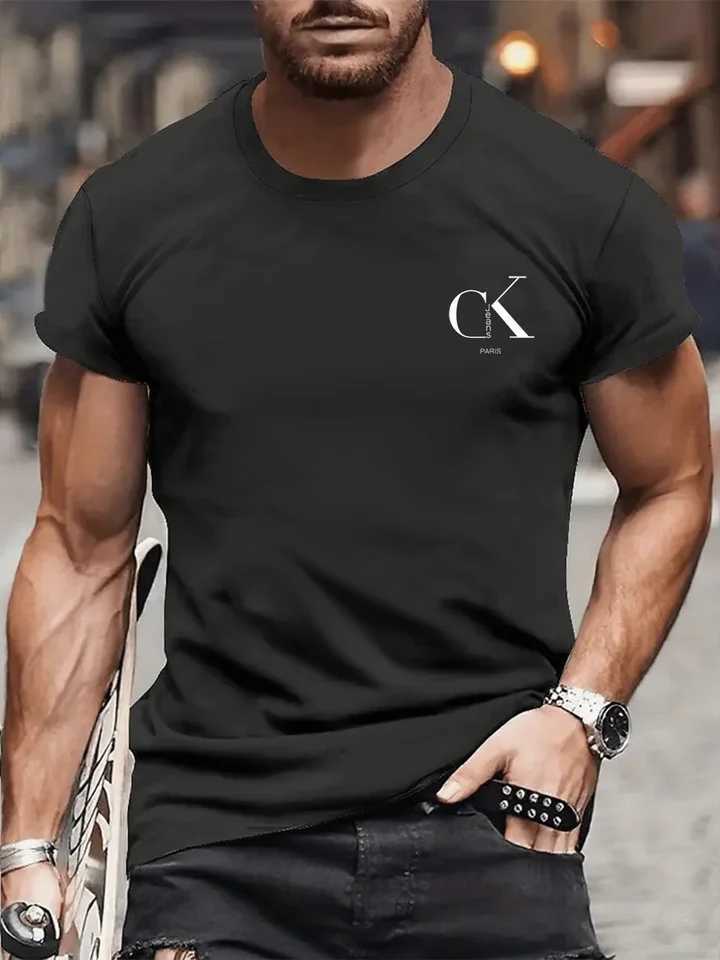 Luxurious brand fashionable cartoon letter print roundneck strtstyle shortslved Tshirt trendy mens summer Y2K top C251028