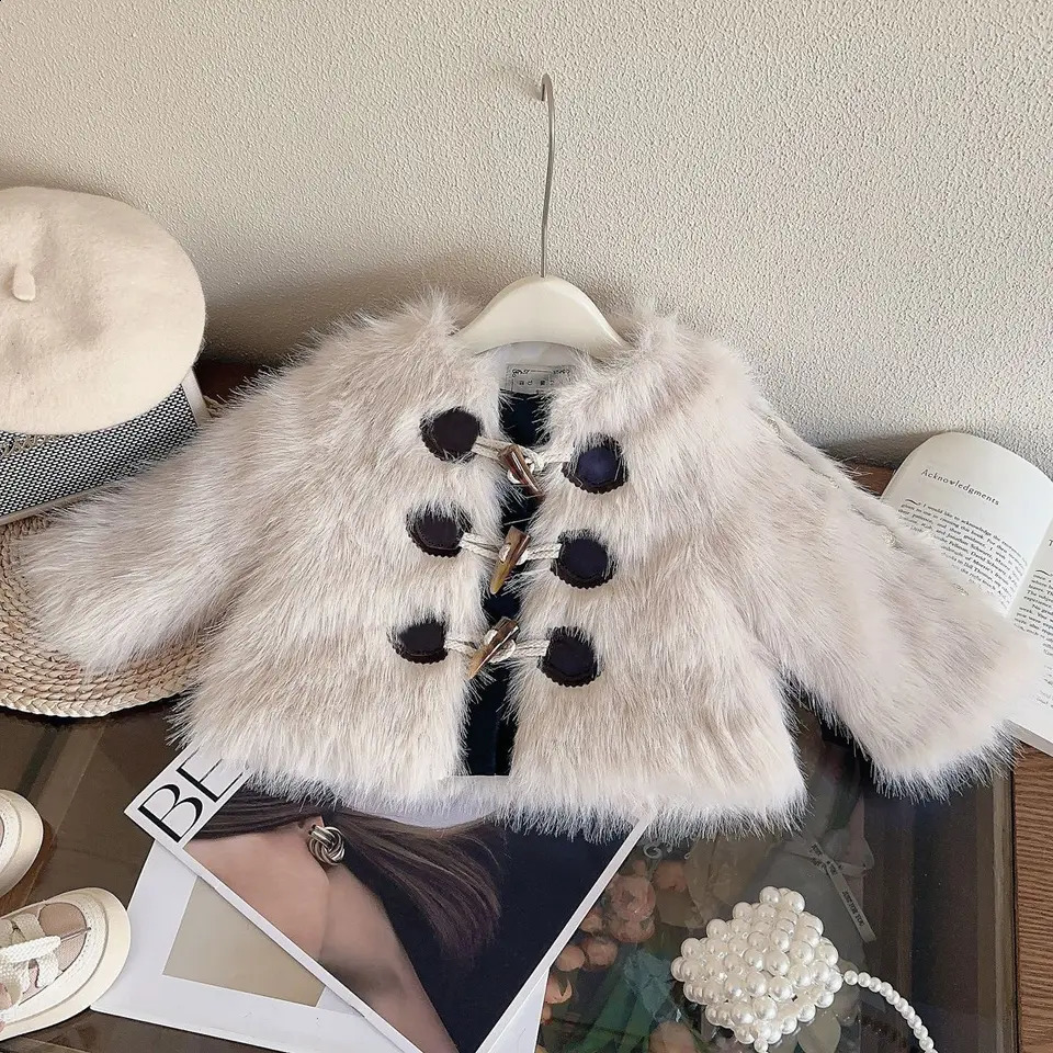 Winter Warm Girls Jeans Girls Fur Jackets Thick Princess Kids CoatsChildren Outerwear 4 5 6 7 8 10 12Yrs 251027