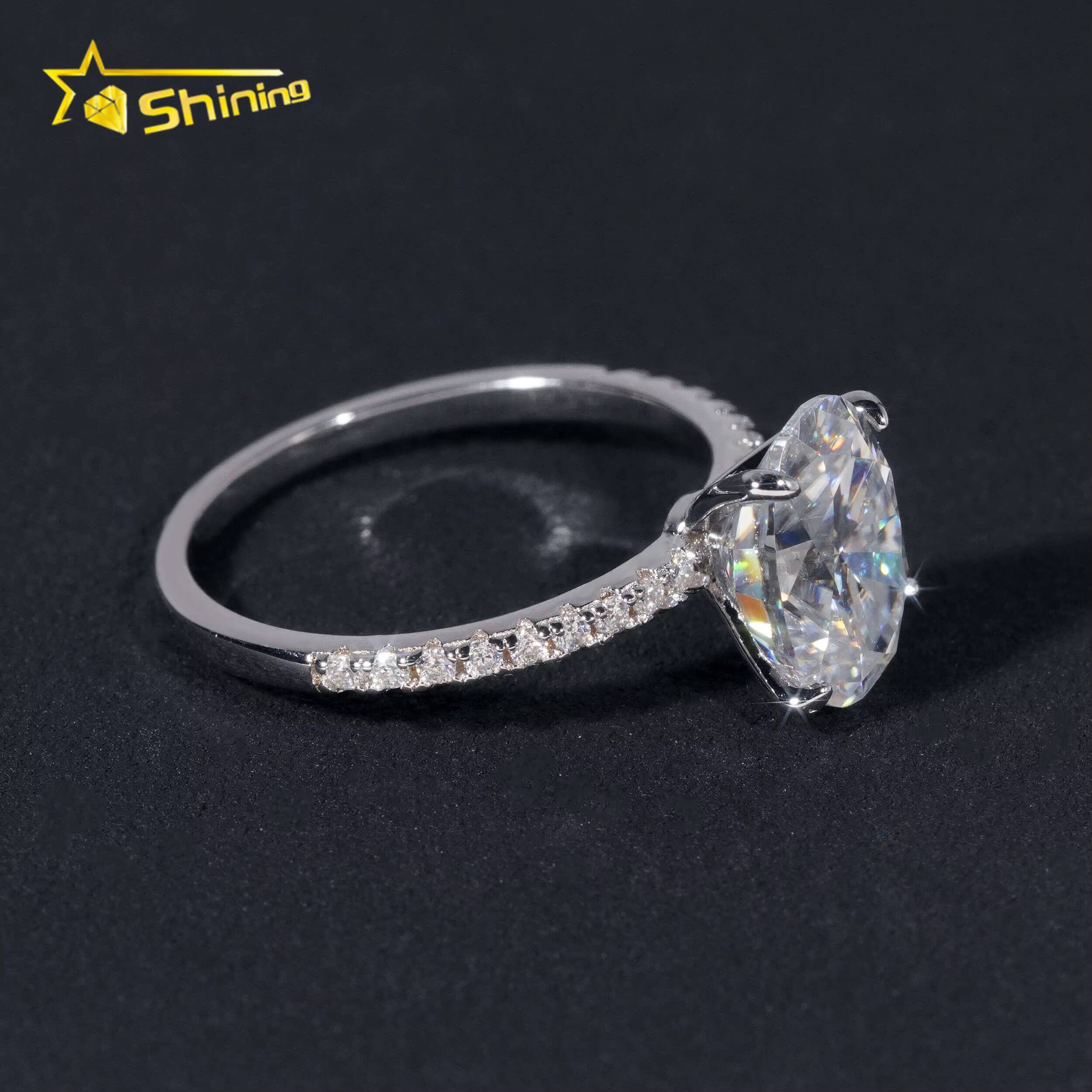 Fine Jewelry Woman Finger Rings Pass Diamond Tester Sterling Silver 7x10MM 25CT Oval Cut Moissanite Engagement Ring