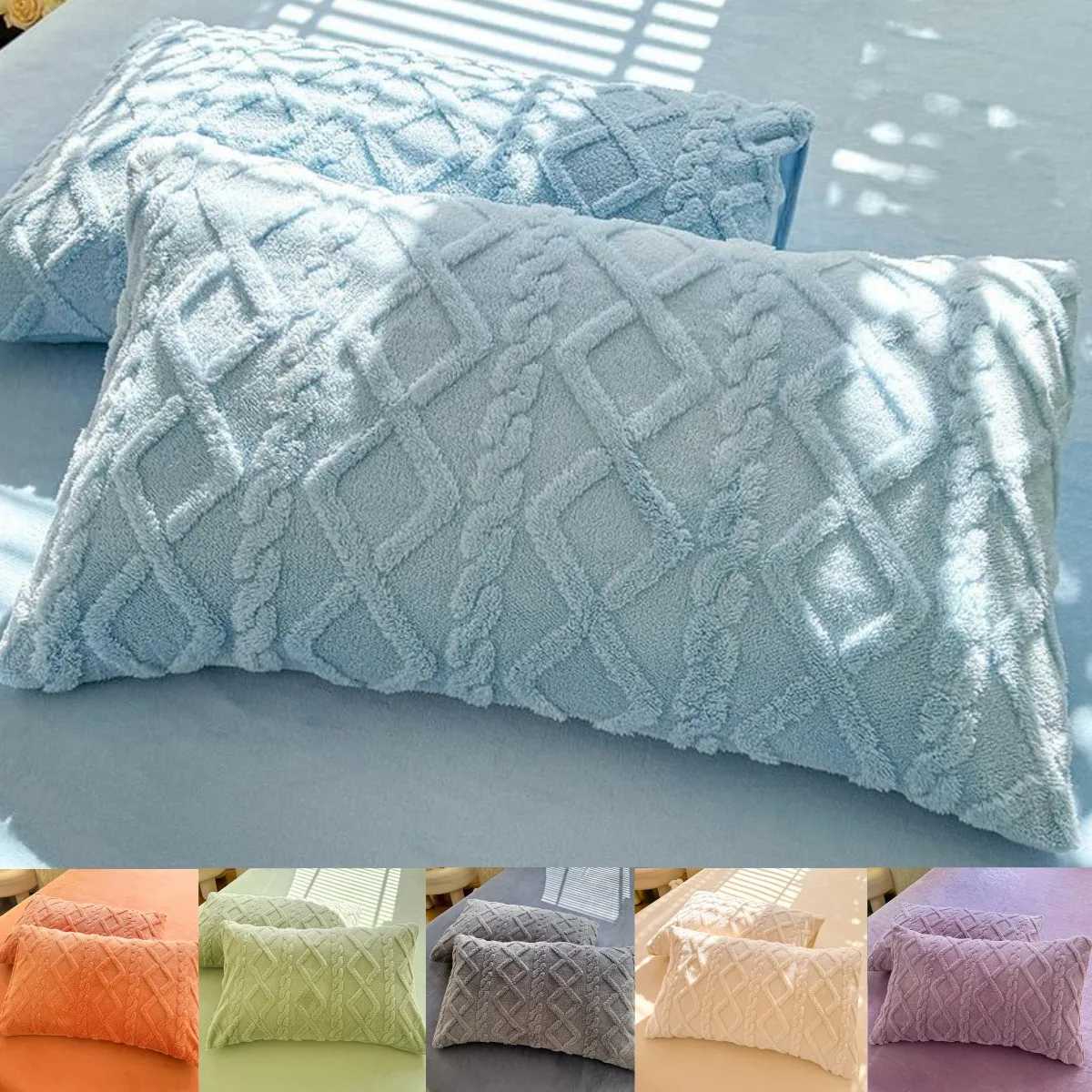 Pillow Case Milk Fleece Winter Thickened case Bedding Coral Fleece Simple Luxury Winter Warm Soft s Cover C251028
