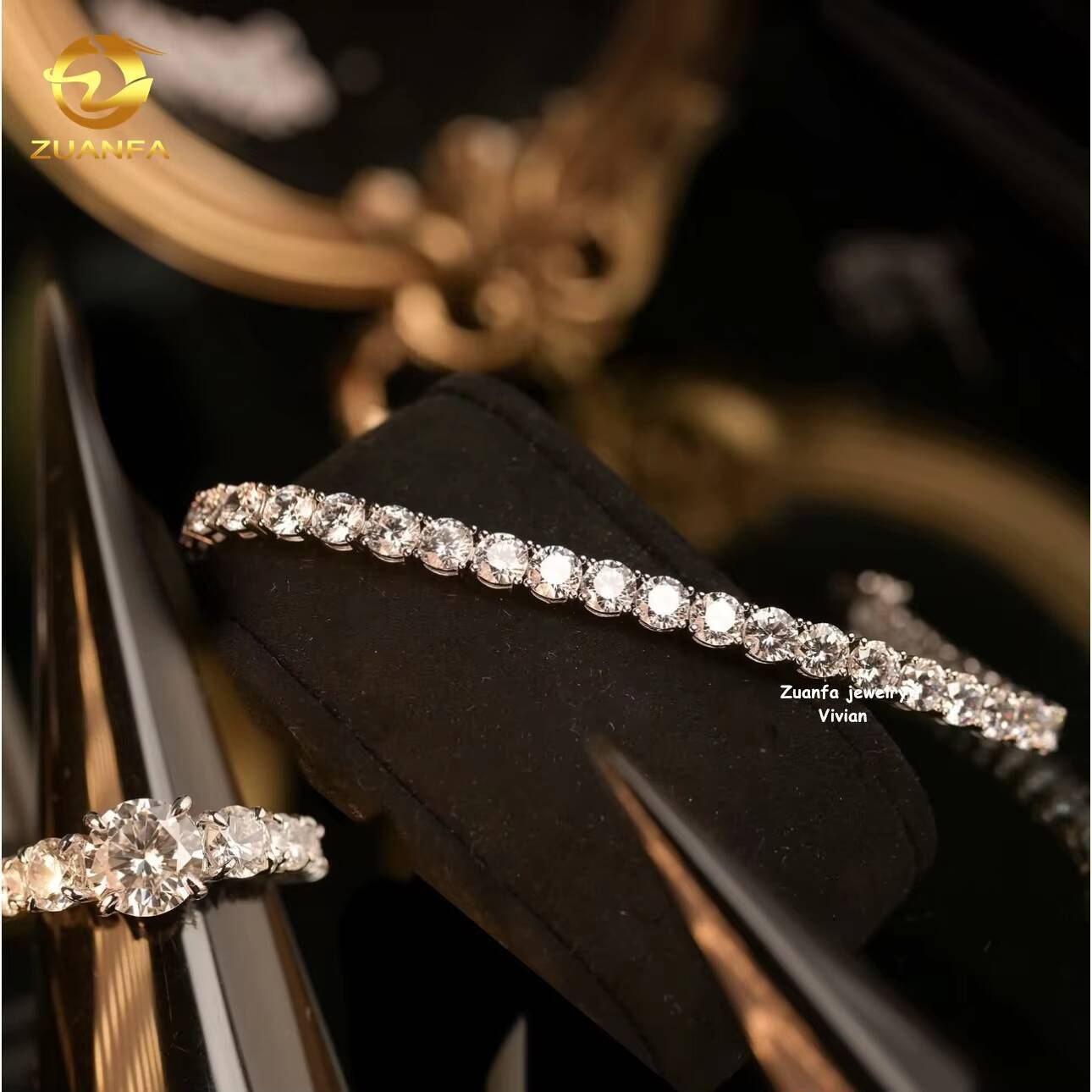 10mm D Color VVS Moissanite Diamond Luxury Sterling Silver 925 Hip Hop Fine Jewelry Tennis Chain Necklace