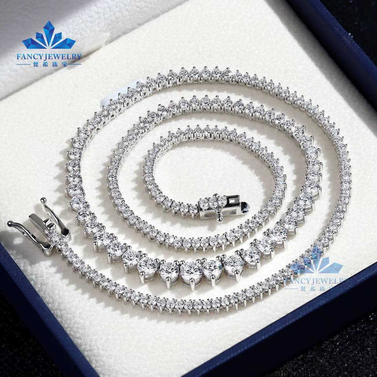 Luxury 925 Silver Tennis Chains 3 Prong 2mm5mm LabGrown Diamonds DEF VVS IGIGRC MenWomens Diamond Necklace High Necklace