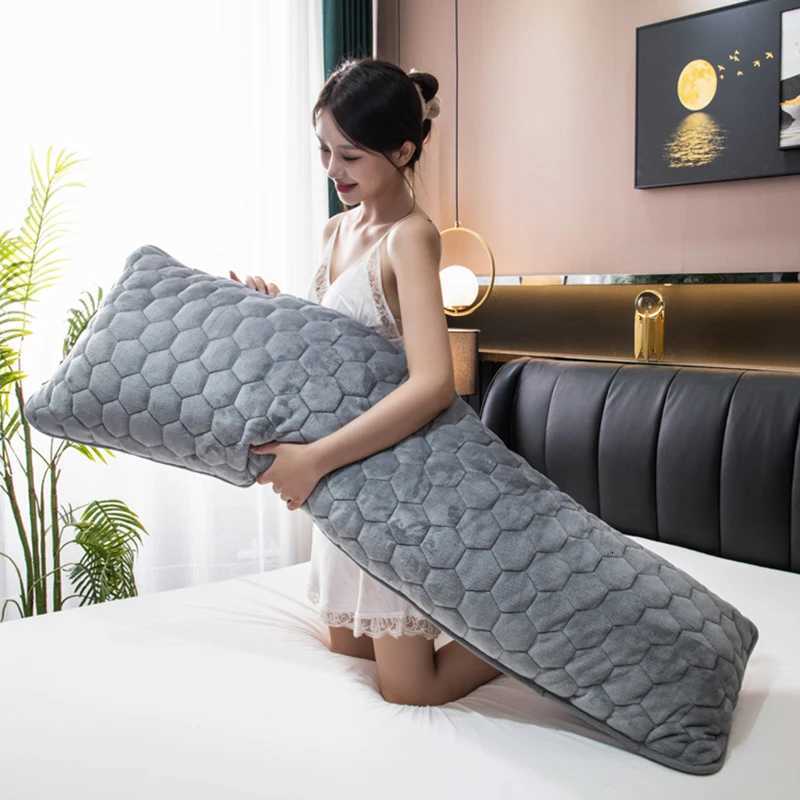 Pillow Case Simple Solid Color Long case Winter Warm Single Side Flannel Cover Couple Sleeping Body Cases 120150180cm C251028