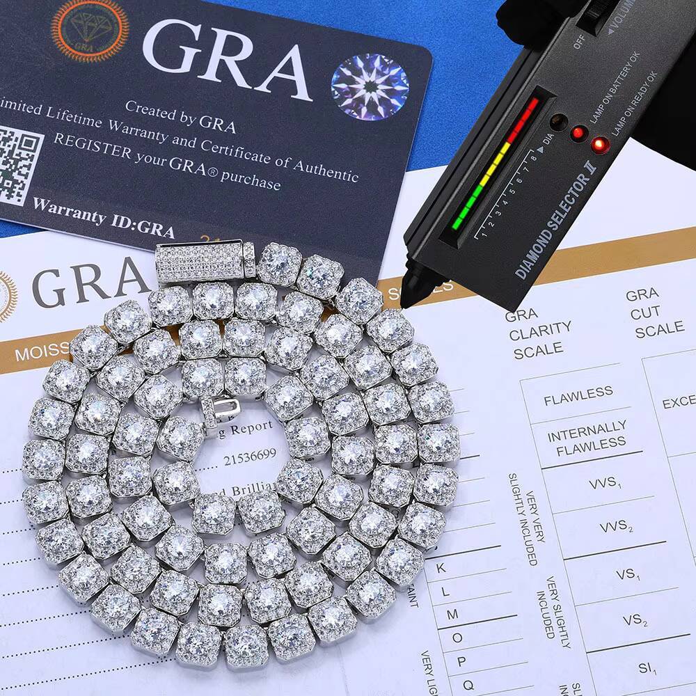 Gra Certified 7mm Moissanite Tennis Necklace in Yellow Gold 925 Sterling Silver Diamond Tennis Chain Hot Selling Jewelry