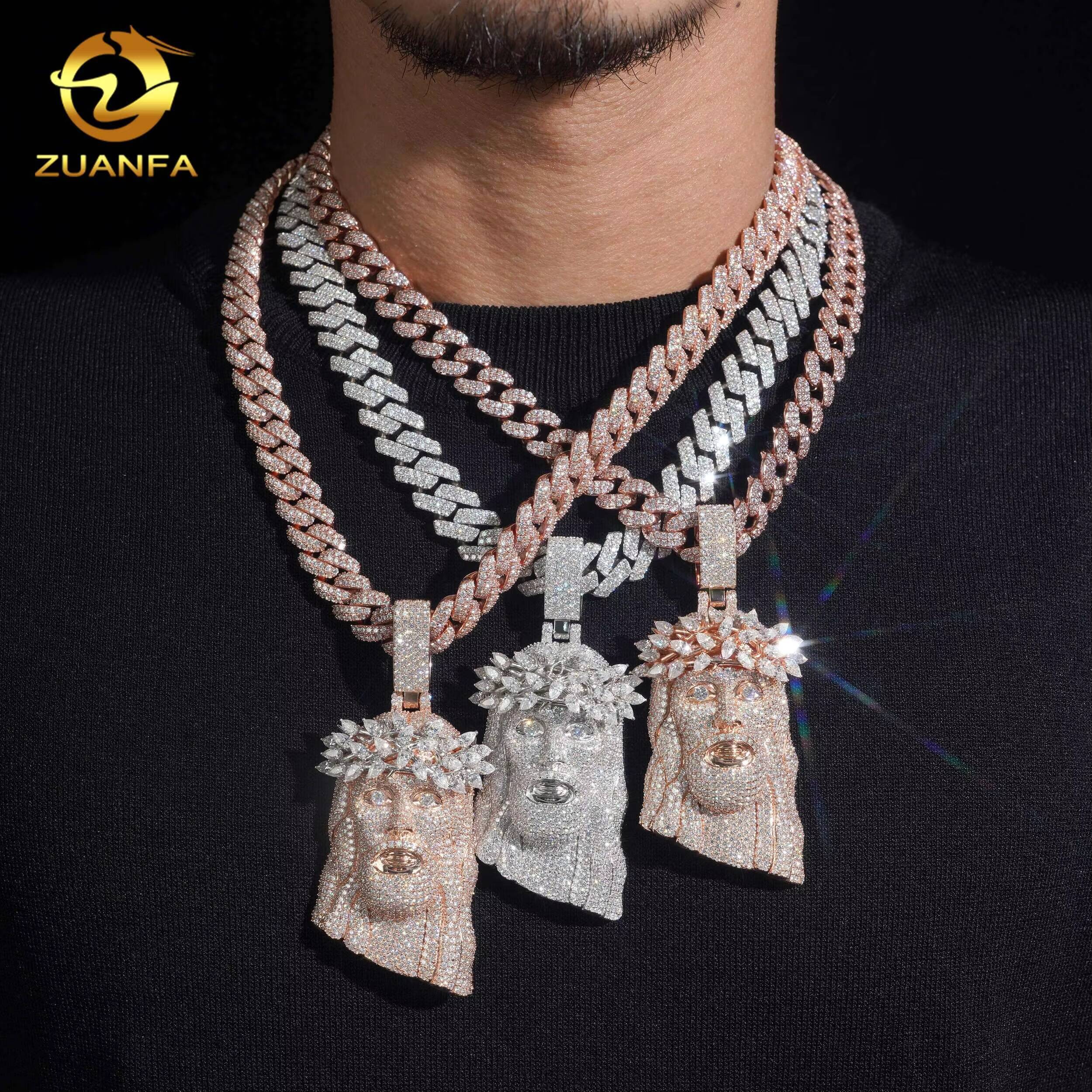 Jesus Pendant Moissanite Hip Hop Jewelry Iced Out Pendant 925 Sterling Silver Moissanite Custom Hip Hop Pendant