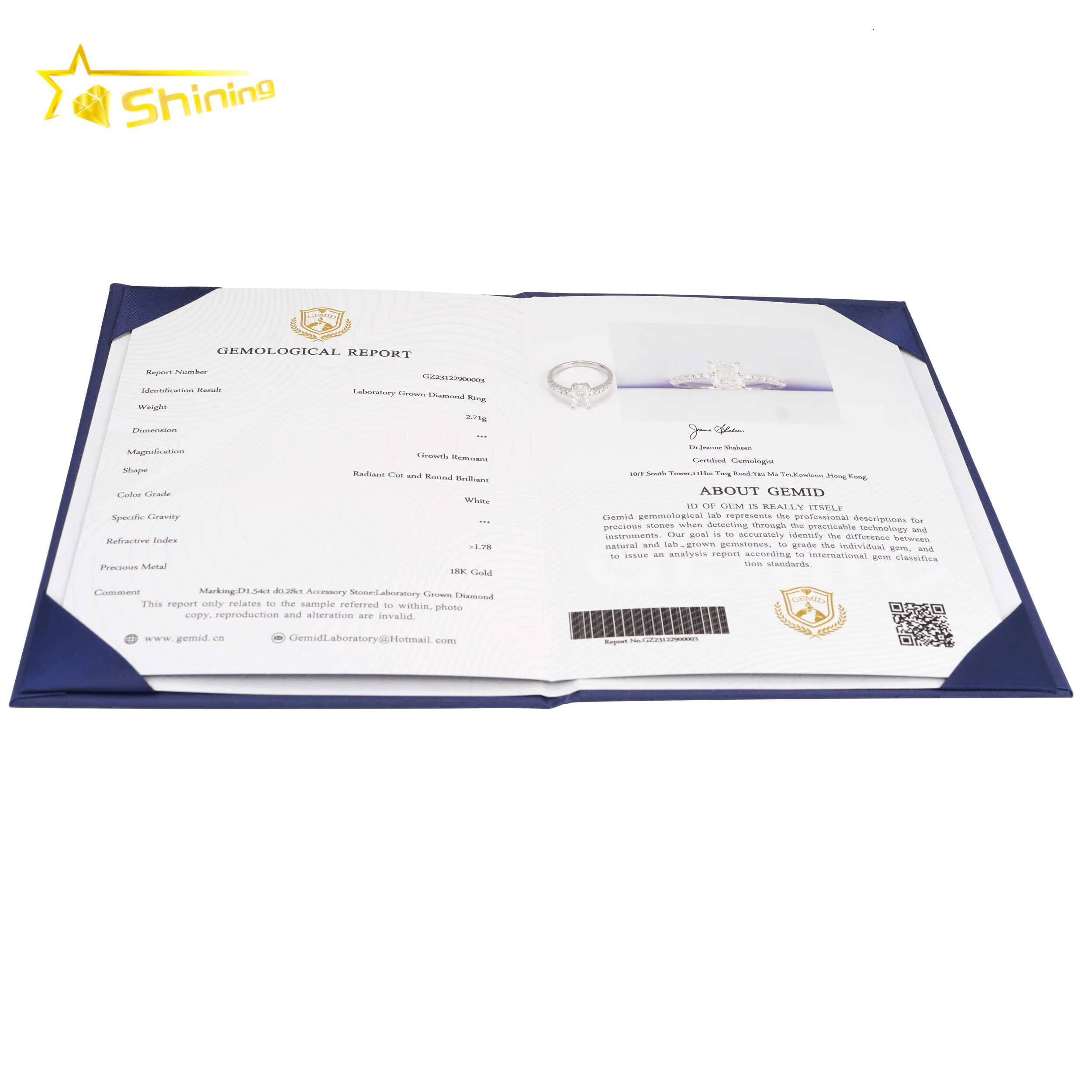 18K Real Solid White Gold Radiant Cut Lab Grown Diamond Half Band Eternity Diamond Ring Fine Jewelry for Women Daily Use Wear