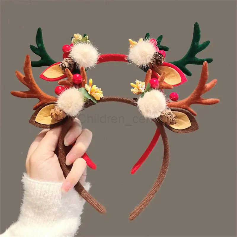 Disney Christmas Cute Elk Bowknot Deer Horn Plush Hair Band for Girls - Perfect Holiday Seasonal Accessory designer H251119