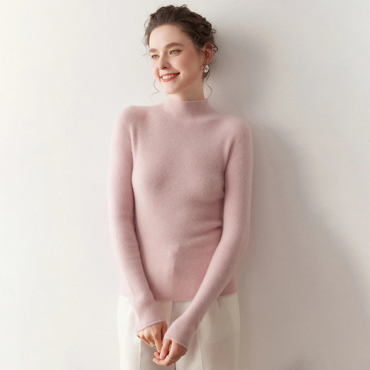 MEELEX Classic Autumn Winter Women 100 Cashmere Sweater Half High Neck Pullover Top Soft Warm Cashmere Undershirt for Woman 251027