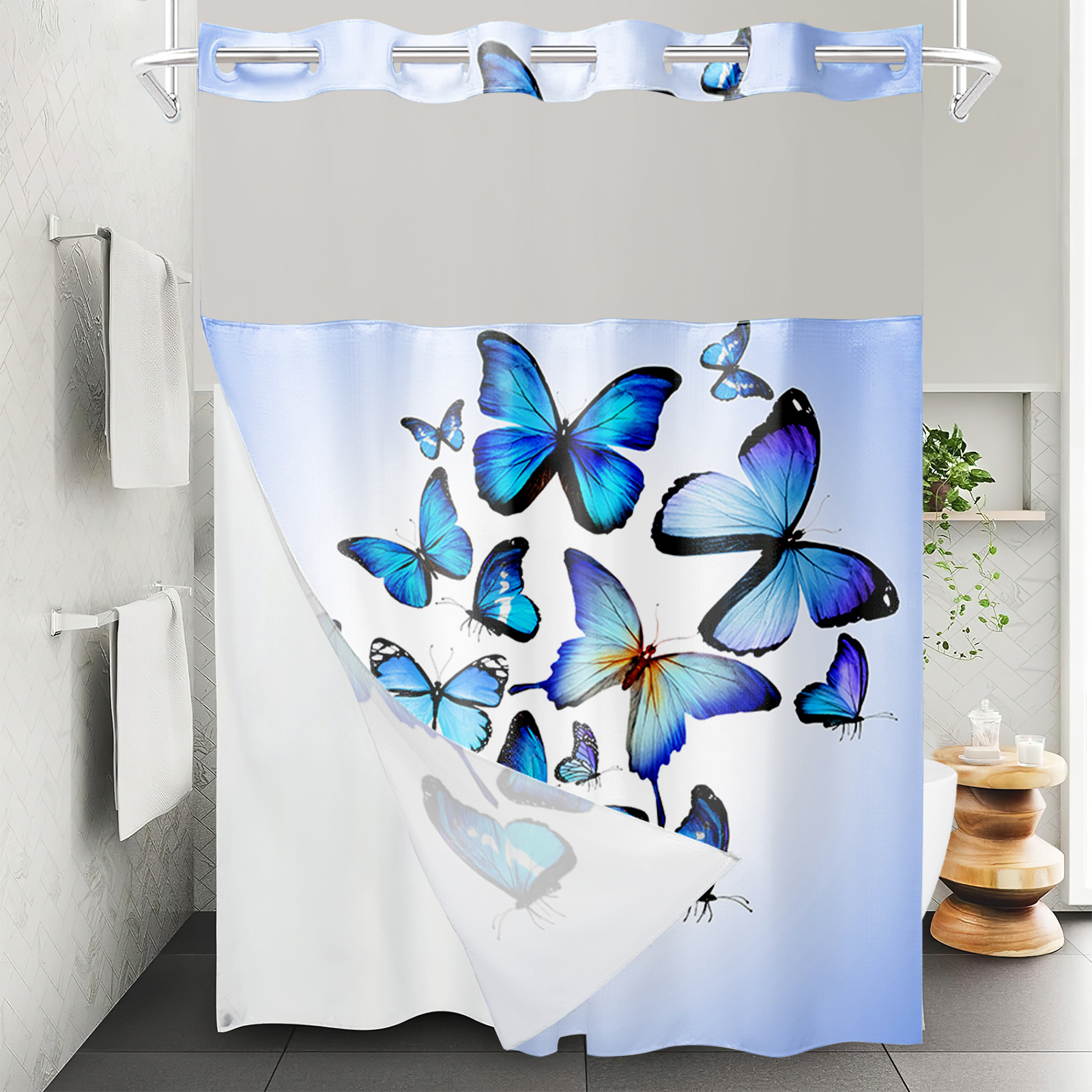 YL-37574 Hot selling digital printed shower curtain animal waterproof, mildew-proof and moisture-proof bathroom dry and wet separation curtain