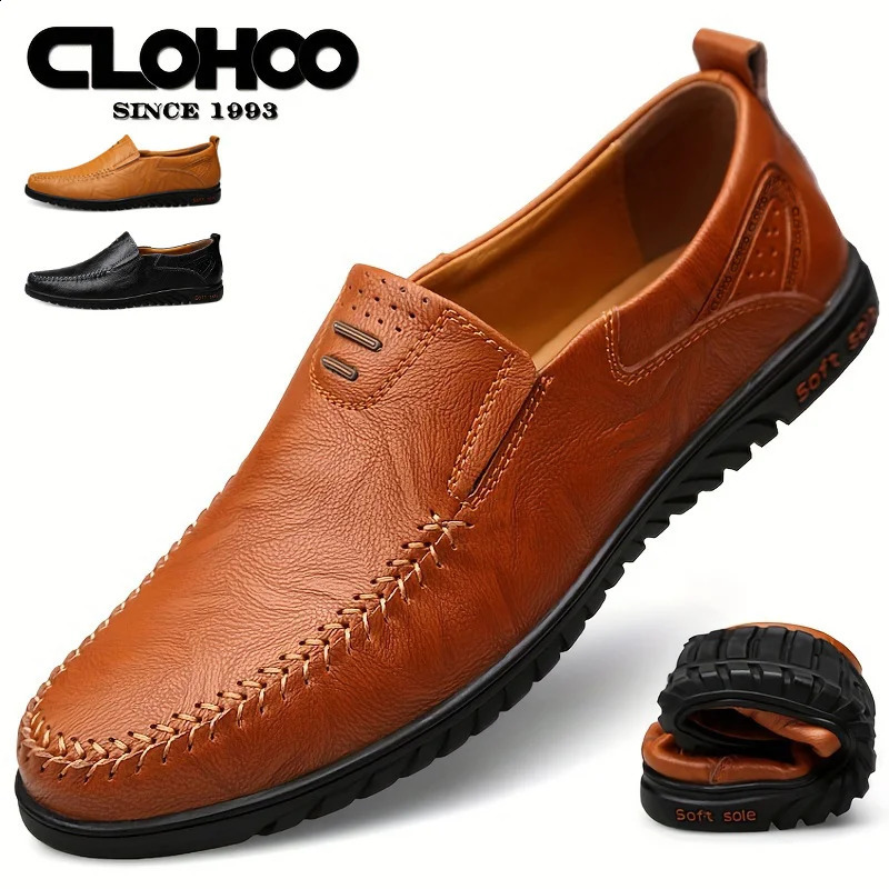 CLOHOO Mens Comfortable SoftSoled SlipOn Loafers Versatile Casual Business Formal Leather Shoes 251023