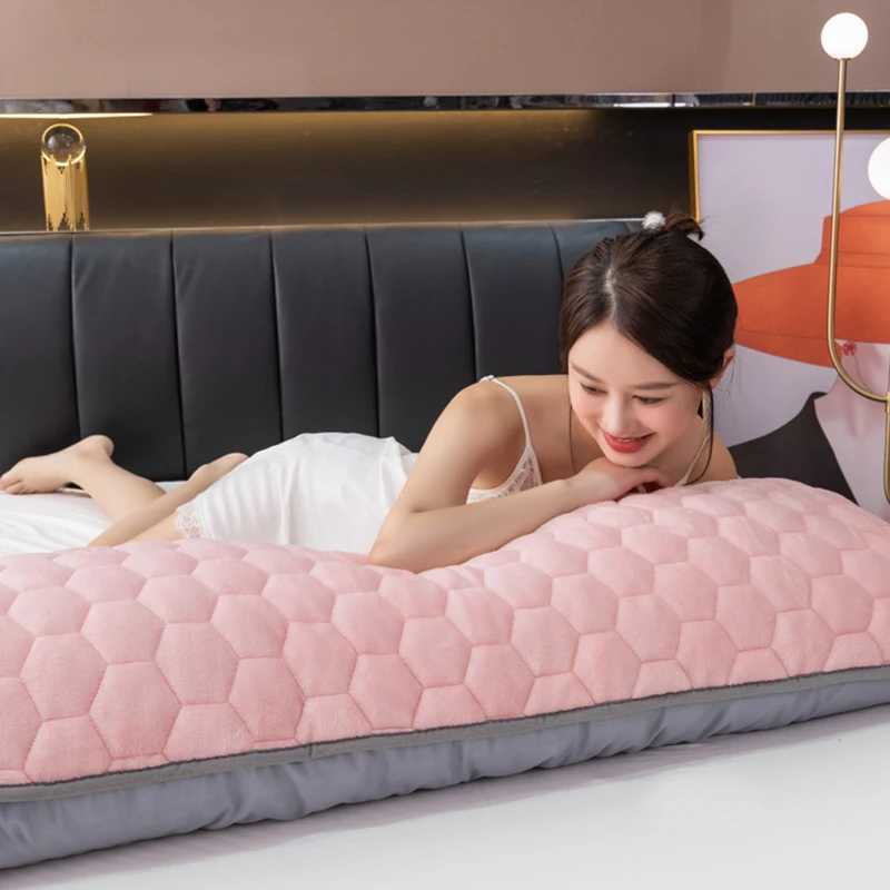 Pillow Case Winter Thicken Soft Long case For Bed Single Side Velvet Fabric Quilted Covers Lover Couple Sleeping Cases C251028