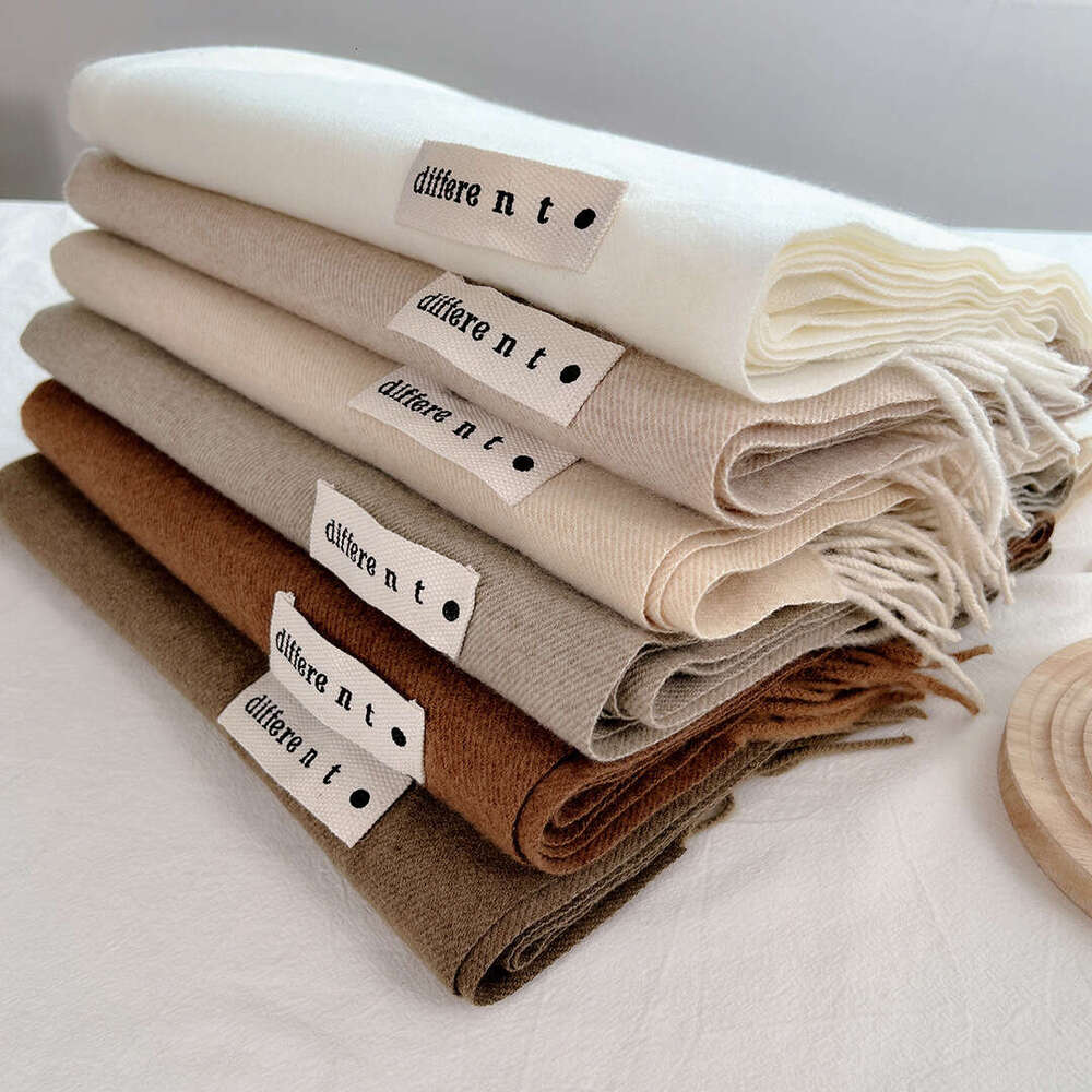 Women's Autumn Winter High-Quality Imitation Cashmere Feel Tassel Scarf Warm Single Shawl Japanese Korean Solid Color Neck Warmer