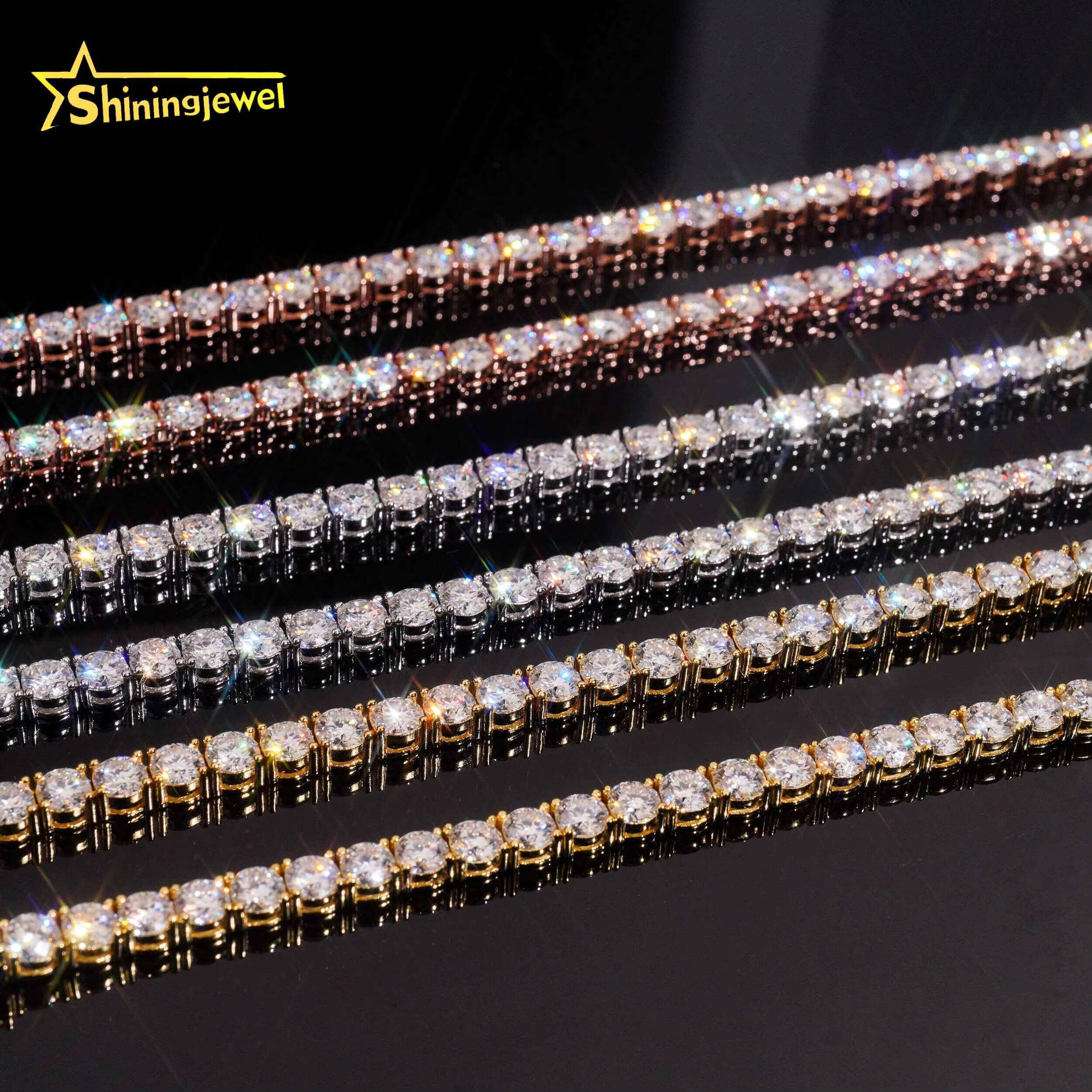 Ready to Ship Cheapest Price VVS Moissanite Pass Diamonds Test Gold Plated Sterling Silver 925 Tennis Chain Iced Out Jewelry