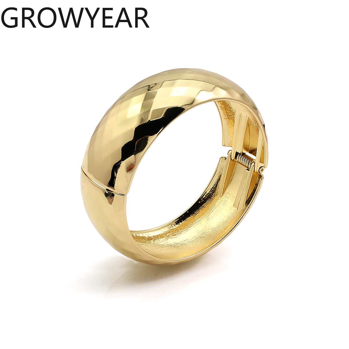 2025 New Arrival Women's Fashion Cuff Bracelets Popular Exaggerated Glossy Geometric Wide Bangle Trendy Metal Alloy Bracelet