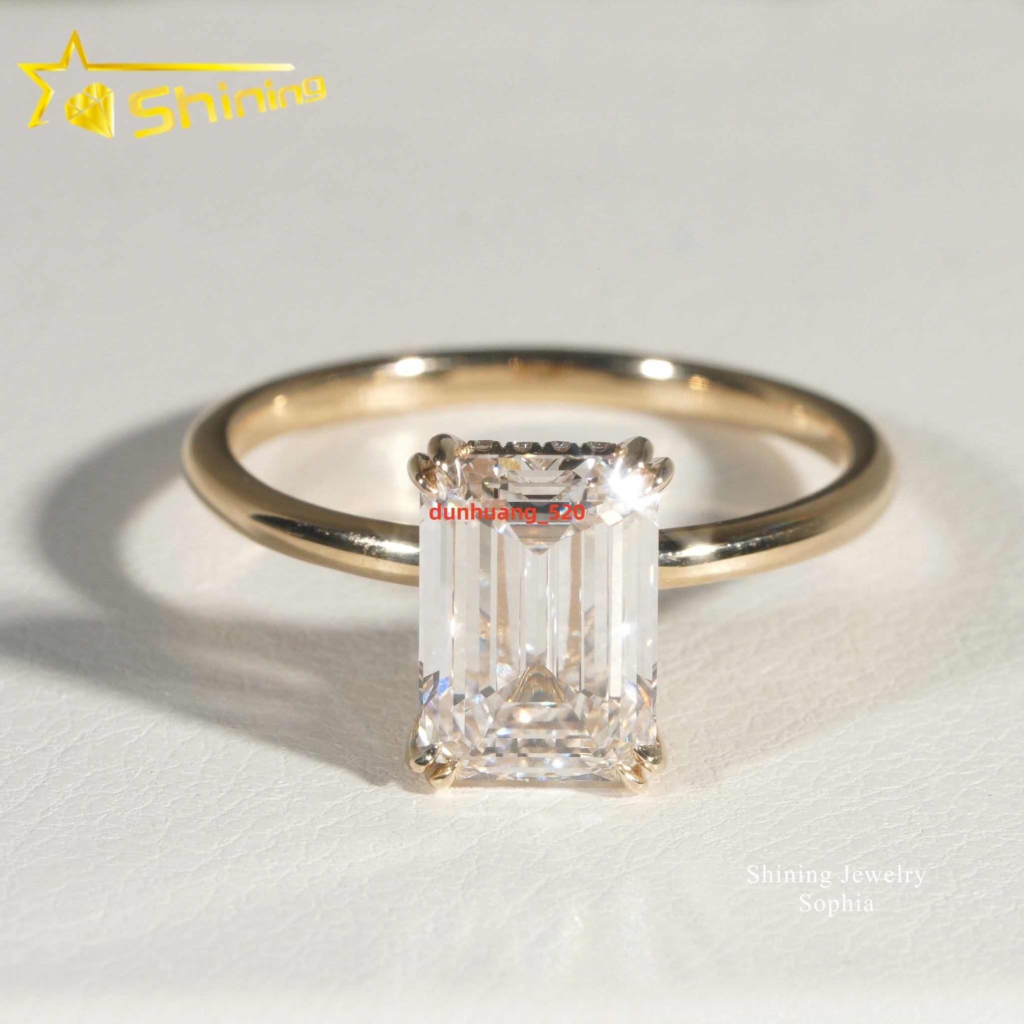 IGI Certificate Emerald Cut Solitaire Design 14K Real Solid Gold 314carat Lab Grown Diamond Rings Women Engagement Ring