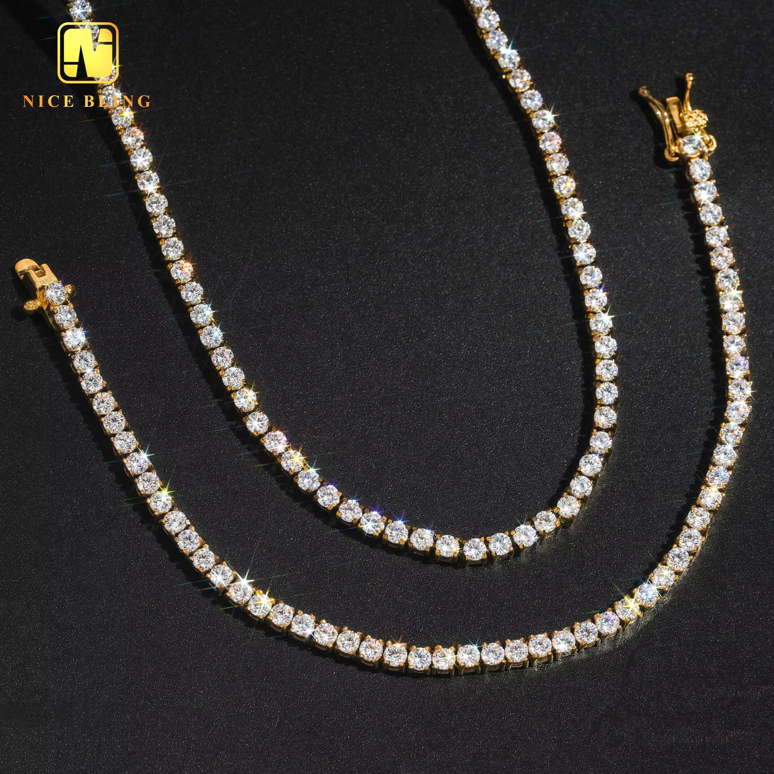Wholesale Price Fashion Hip Hop Jewelry 316l Stainless Steel Tennis Chains 3mm 5a Cubic Zirconia Necklace Tennis Necklaces