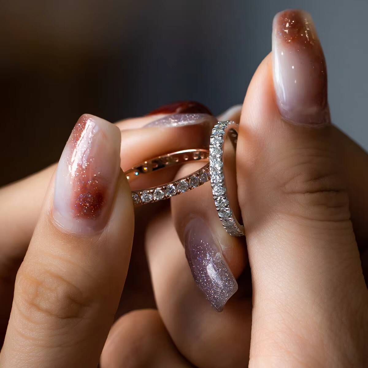 Popular 18k Gold Plated 2mm 3mm 925 Sterling Silver Eternity Moissanite Band Ring