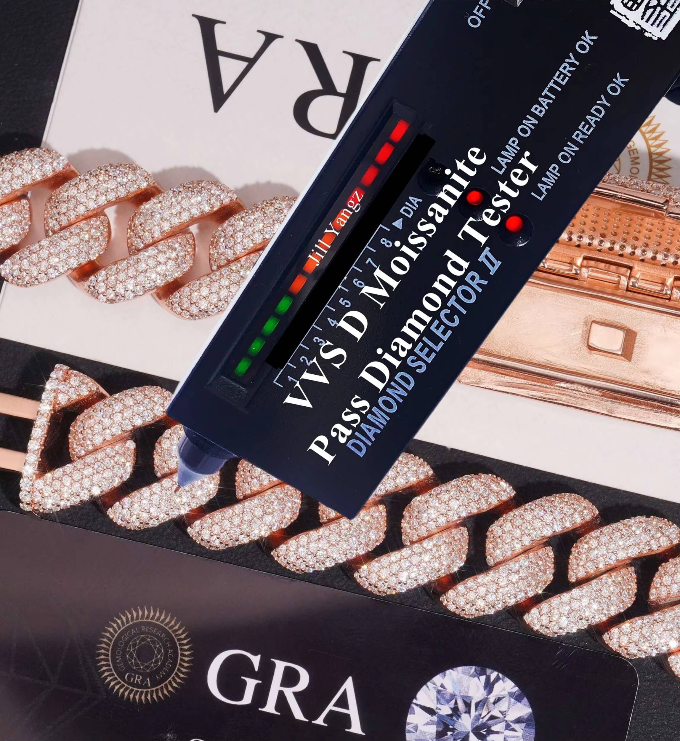 Zuanfa Rose Gold Plated Heavy 18mm Moissanite Cuban Chain Iced Out Necklace 925 Solid Silver Cuban Link Chain