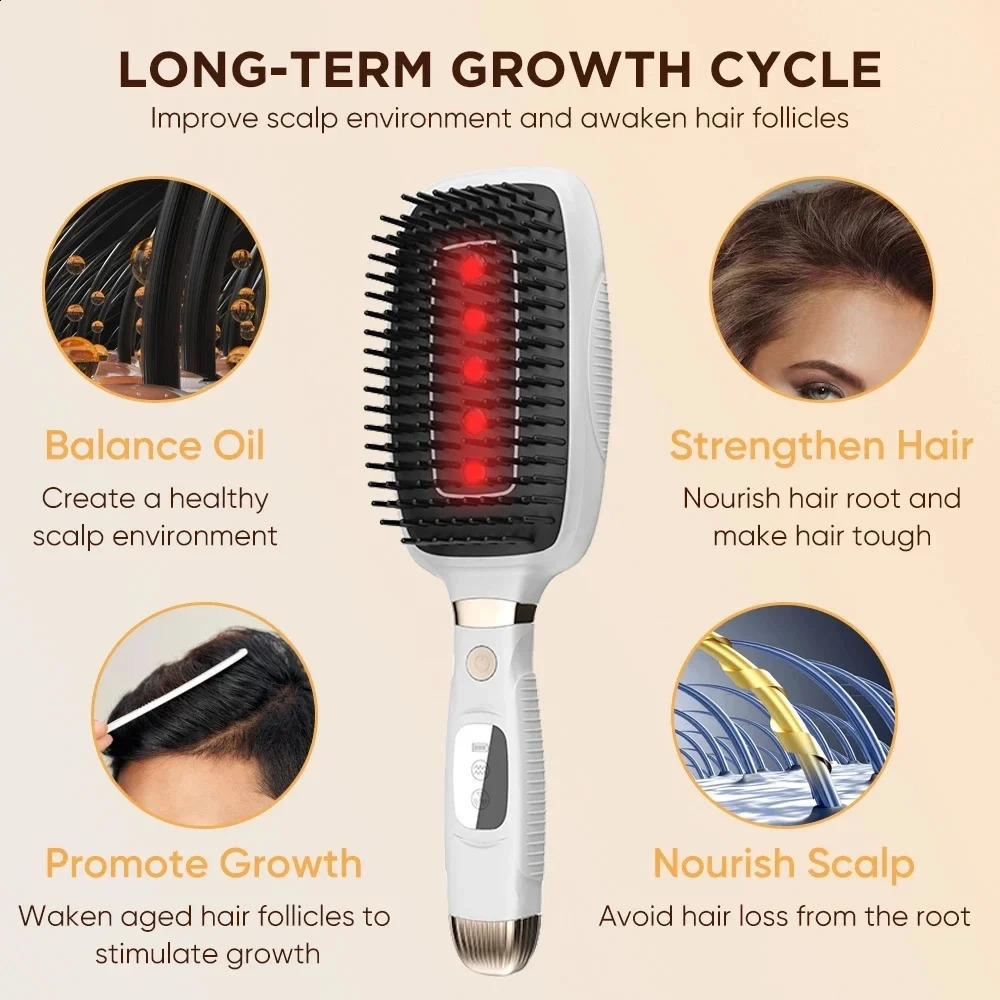 Electric EMS Microcurrent Head Brush Scalp Massage Comb Red LED Ion Hair Growth Vibration Massager Anti Hair Loss Health Care 251027