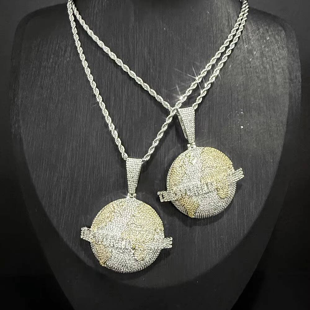 Custom 3D Super Thick Hemispherical Circular Earth Pendant Full Ice Diamond VVS Moissanite 925 Silver Hip Hop Big Charms Jewelry