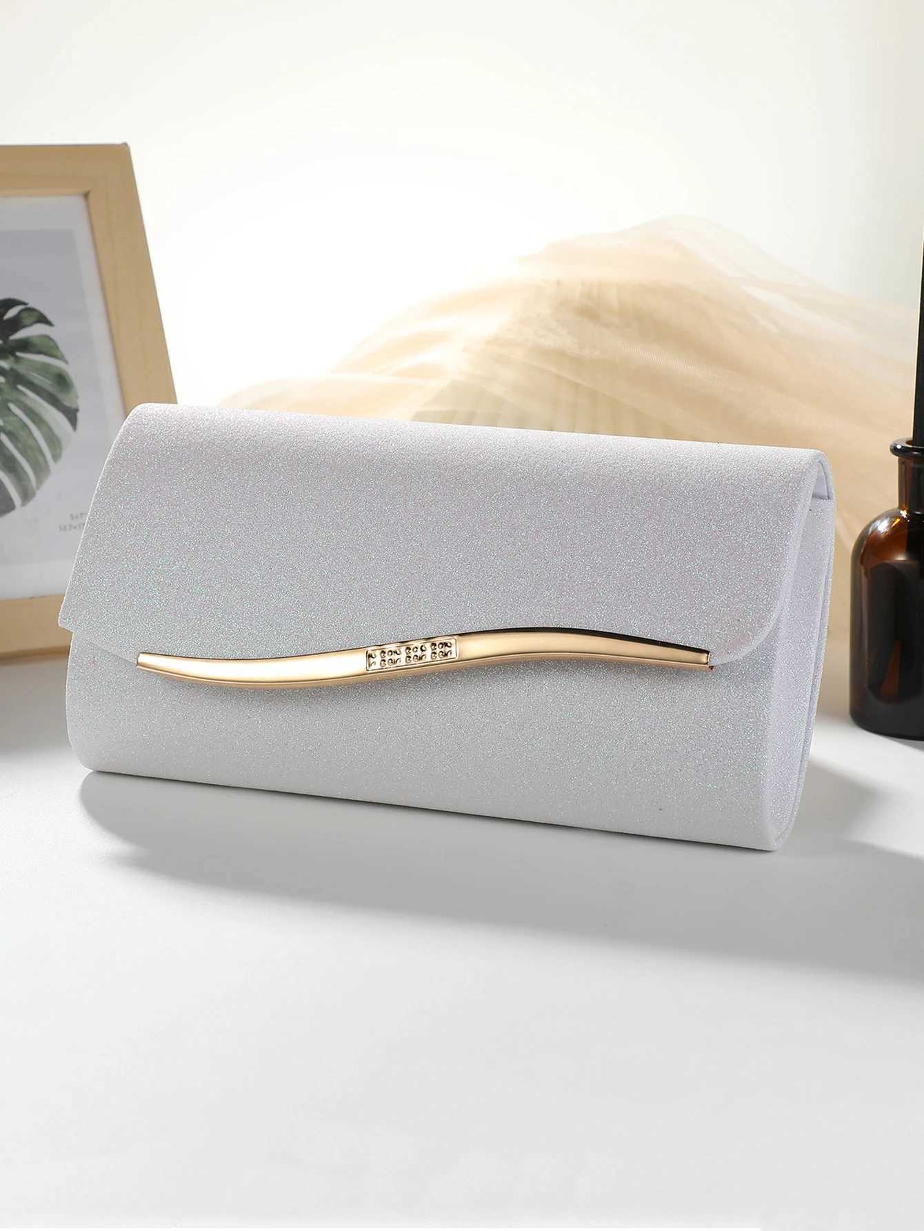 Minimalist Trend High Quality Flash Wallet Clutch Bag with Metal Chain for Evening Wedding Party Shoulder Bag H251027