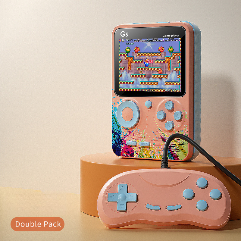G5 nostalgic macaron multi-color handheld game console, mini arcade, 500 games, high-definition screen charging handheld device