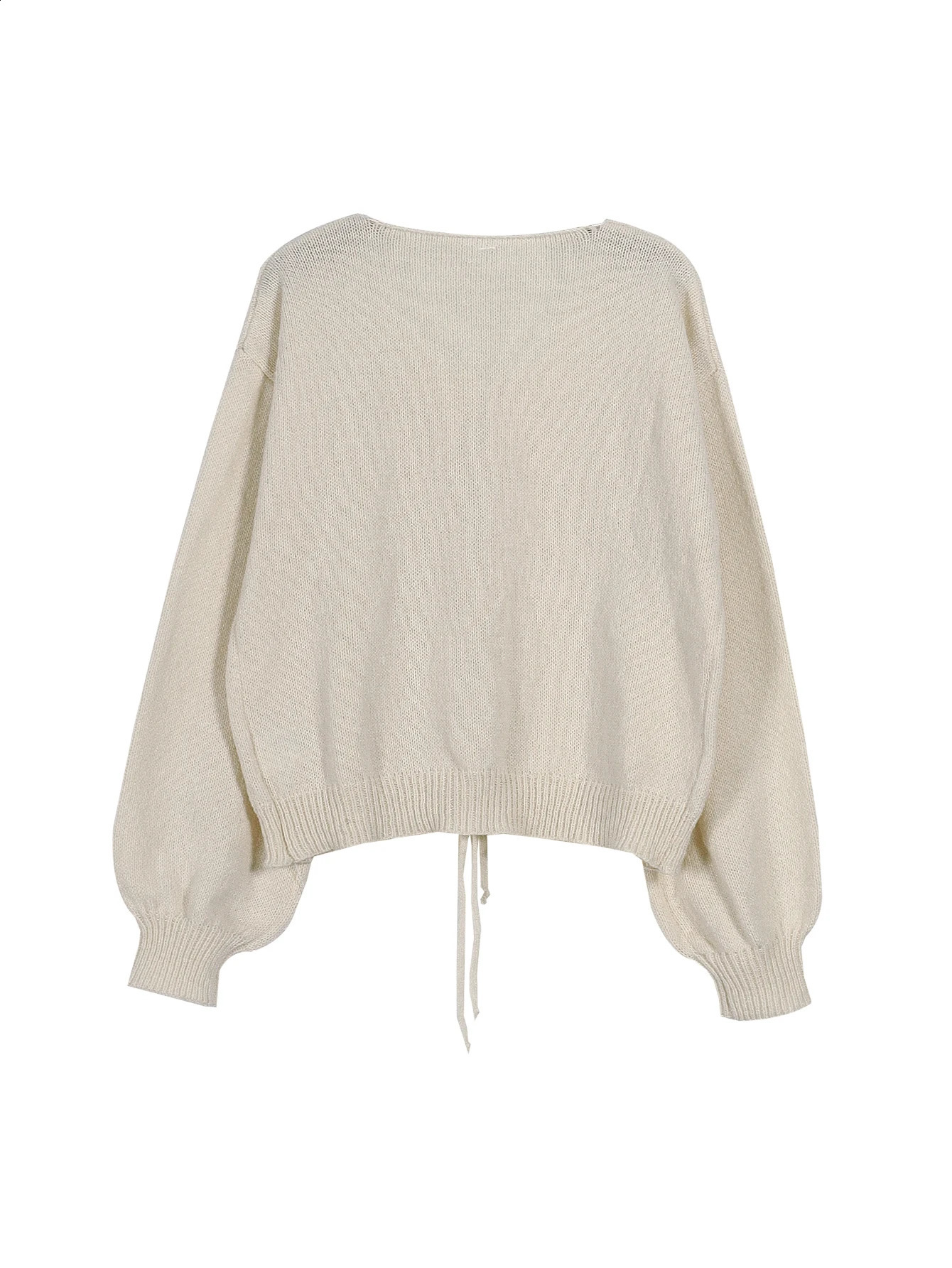 Womens casual loose solidcoloured jumper Vneck autumn and winter cardigan with 2025 autumn and winter 251027