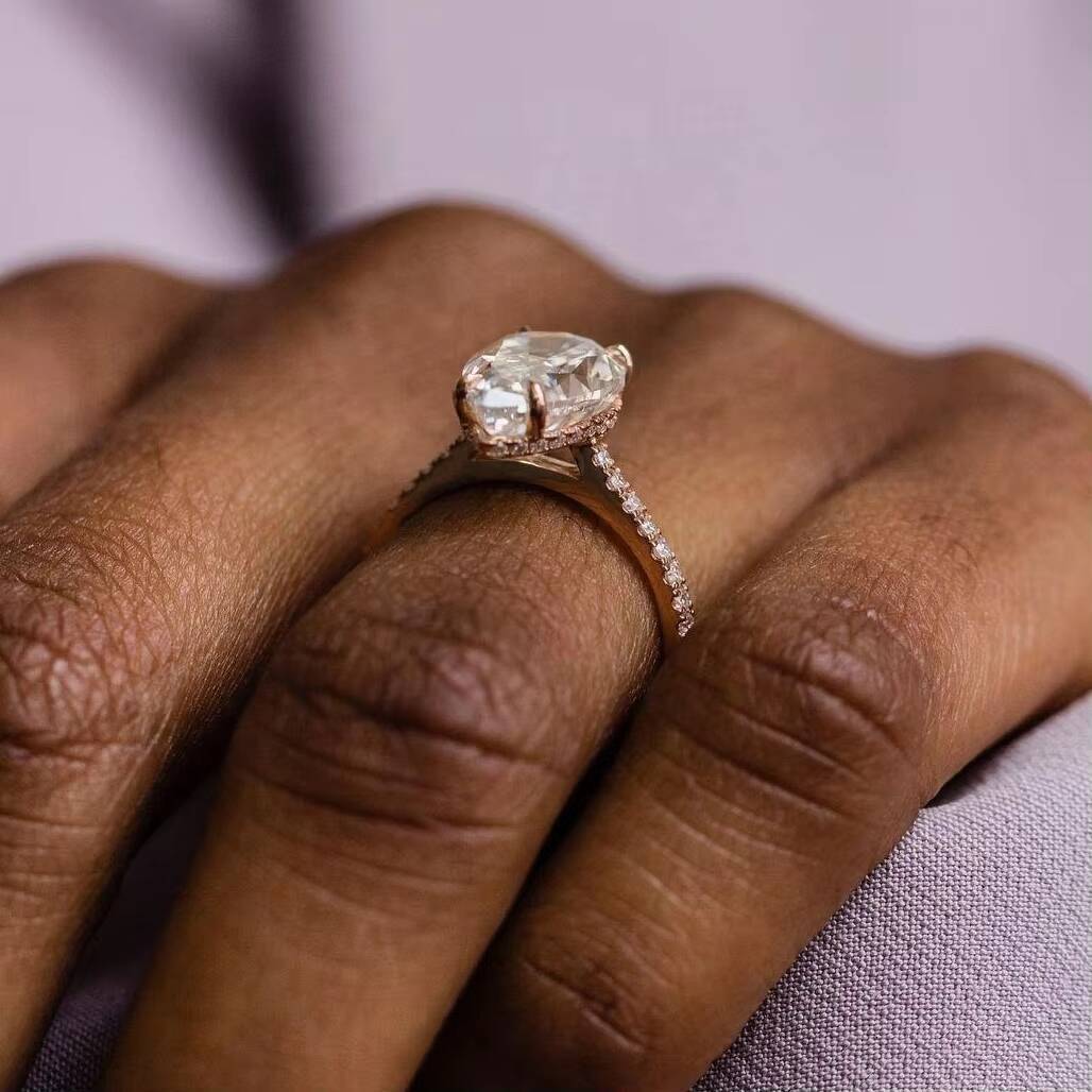 Fancy Jewelry Customize Pear Shape Moissanite Ring VVS 2ct Yellow Gold 14k Ring for Bridal